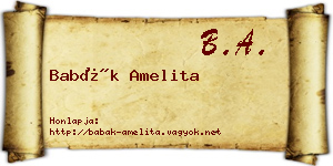 Babák Amelita névjegykártya